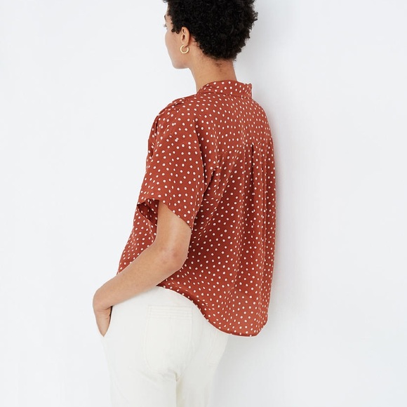 Madewell Silk Camp Shirt in Inkbrush Dots - Picture 2 of 5